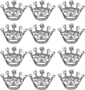 Broches 12PCS crowns for women crown decorations headband favor-Shiny Elegant Fashionable Corsage Brooch Crown Brooch Pin for Party Women Wedding Girls Silver Crown Pin