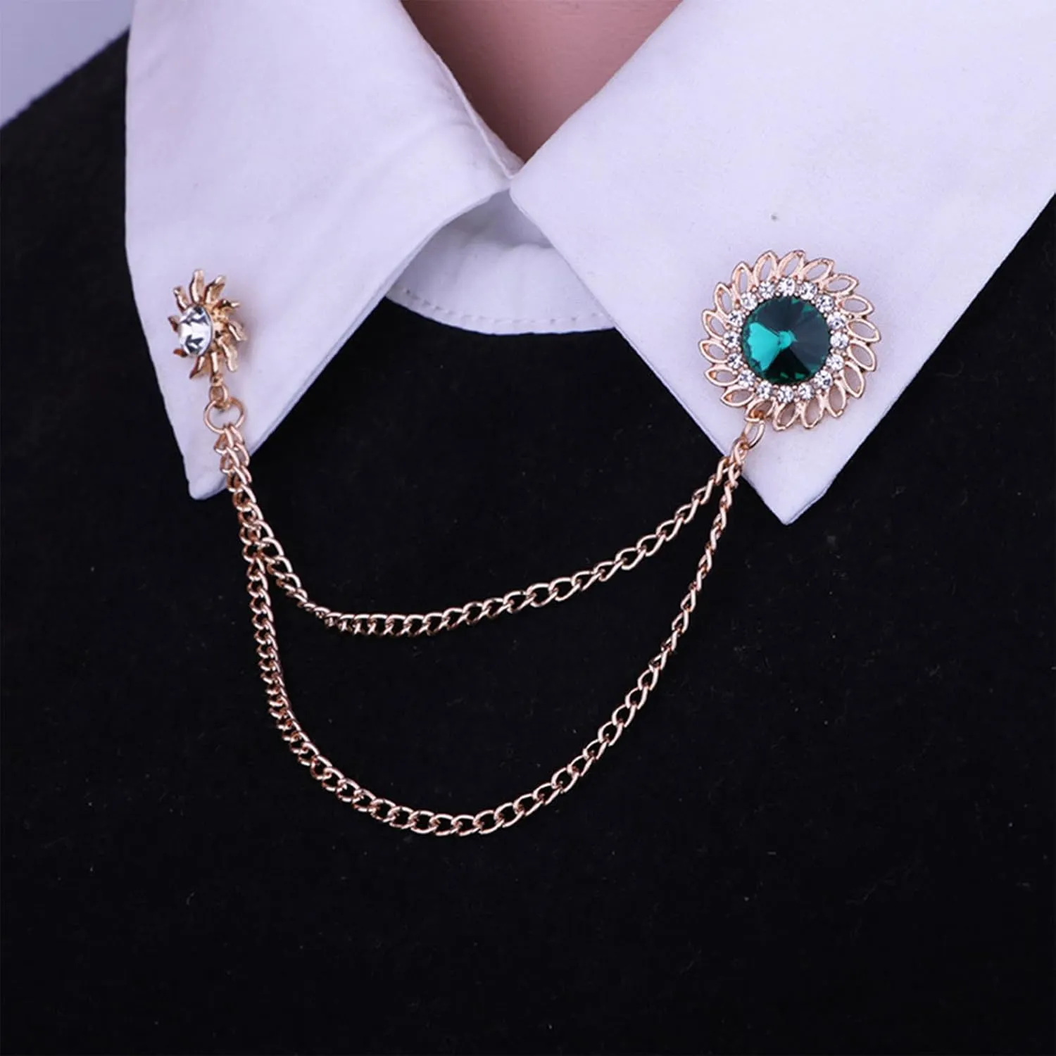Brooches and Pins for Women Bee Chain Collar Pins for Sambas Safety Brooch Pins for Clothes Business Suit Collar Bar Pin Christmas Pins and Brooches Jewelry Gifts