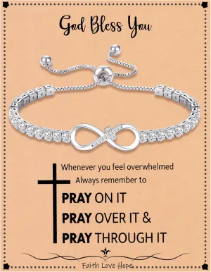 Btysun Infinity Bracelets for Women Anniversary Christmas Gifts for Girlfriend Mom Daughter Adjustable Heart Rose Heartbeat Love Cross Mom Tennis Bracelet Jewelry for Teen Girls