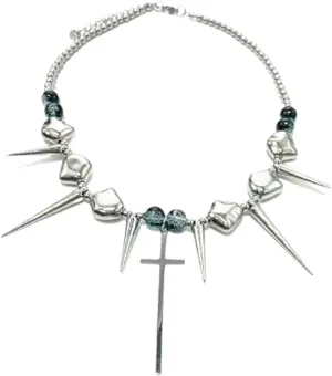 Bullet Choker Necklace for Men Women Titanium Steel Trendy Edgy Anime Y2k Goth Punk Hip Hop Cuban Chain Beaded Rivet Spike Tassel Charm Choker Necklace
