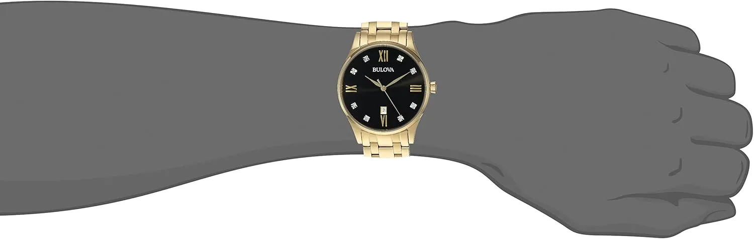 Bulova Men's Classic Stainless Steel Watch with Diamonds and Day Date
