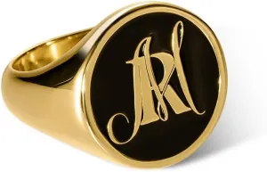 callie Personalized Stacked Initials Signet Ring: Custom-Engraved Chunky Letter Rings, Ideal Engagement Jewelry for Both Men and Women