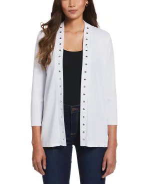 Cardigan Sweater with Hardware Trim