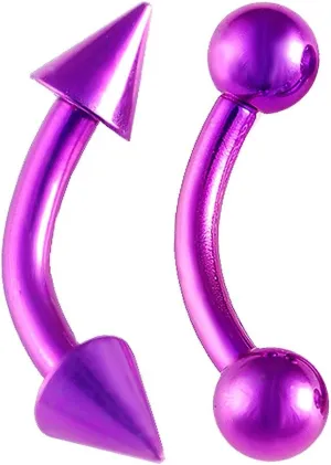 Cartilage Earring Eyebrow Piercing Spike Lip Rings Balls 16g Curved Barbell Surgical Steel Conch Rook Labret 1/4 6mm Purple