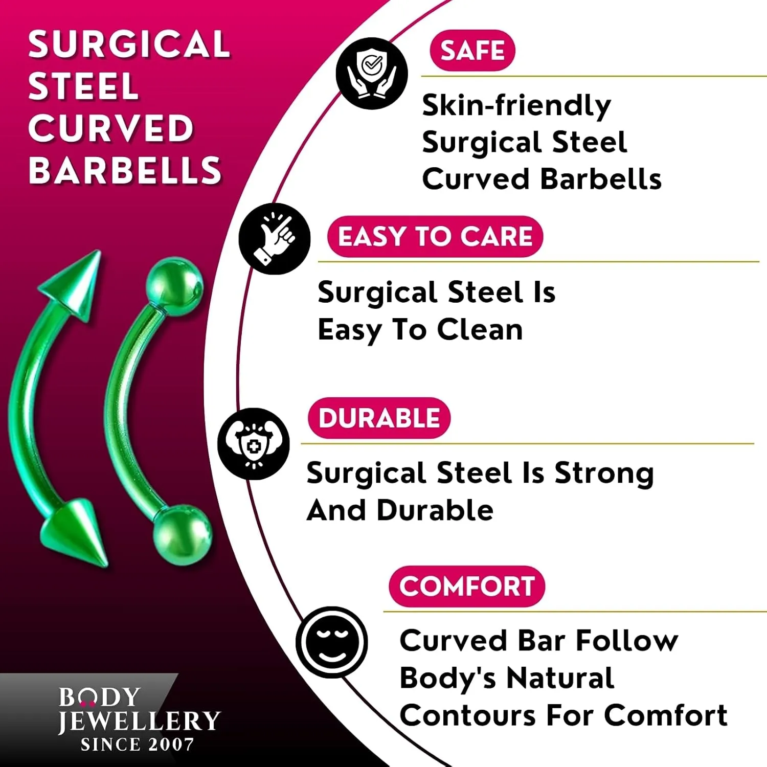 Cartilage Earring Eyebrow Piercing Spike Lip Rings Balls 16g Curved Barbell Surgical Steel Conch Rook Labret