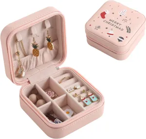 CASEGRACE Travel Jewelry Case, Small Jewelry Box Portable Jewelry Travel Organizer Display Storage Case for Rings Earring Necklace Bracelet, Gift for Women Girls