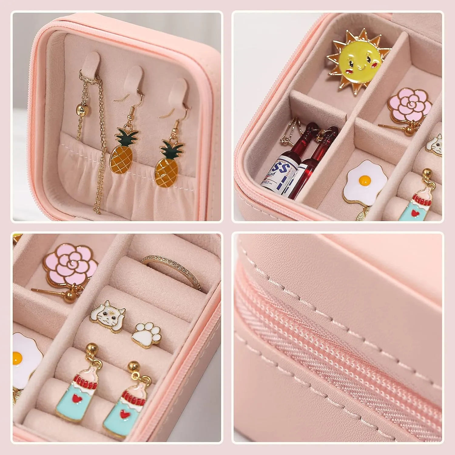 CASEGRACE Travel Jewelry Case, Small Jewelry Box Portable Jewelry Travel Organizer Display Storage Case for Rings Earring Necklace Bracelet, Gift for Women Girls
