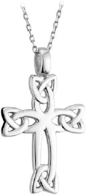 Celtic Cross Necklace Trinity Knot Sterling Silver 18 Inch Chain Irish Made