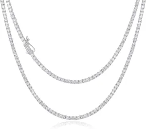 CG&KYGG 3MM Tennis Chains for Men Women, 18K Real White Gold Plated Iced Out Necklace, Gift for Birthday & Holiday(New Double Safety Cubic Zirconia Clasp, Delicate Packing)