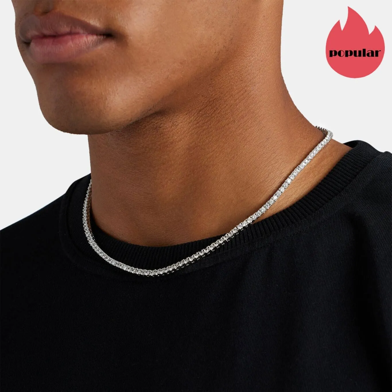 CG&KYGG 3MM Tennis Chains for Men Women, 18K Real White Gold Plated Iced Out Necklace, Gift for Birthday & Holiday(New Double Safety Cubic Zirconia Clasp, Delicate Packing)