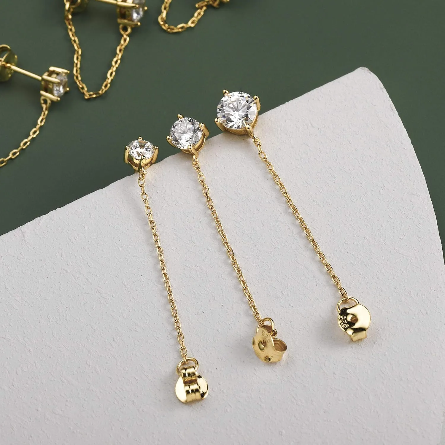 Chain Earrings Cubic Zirconia Earrings Studs Sterling Silver Cubic Zirconia Butterfly Leaf Chain Earrings for Women Dangle Earrings for Women