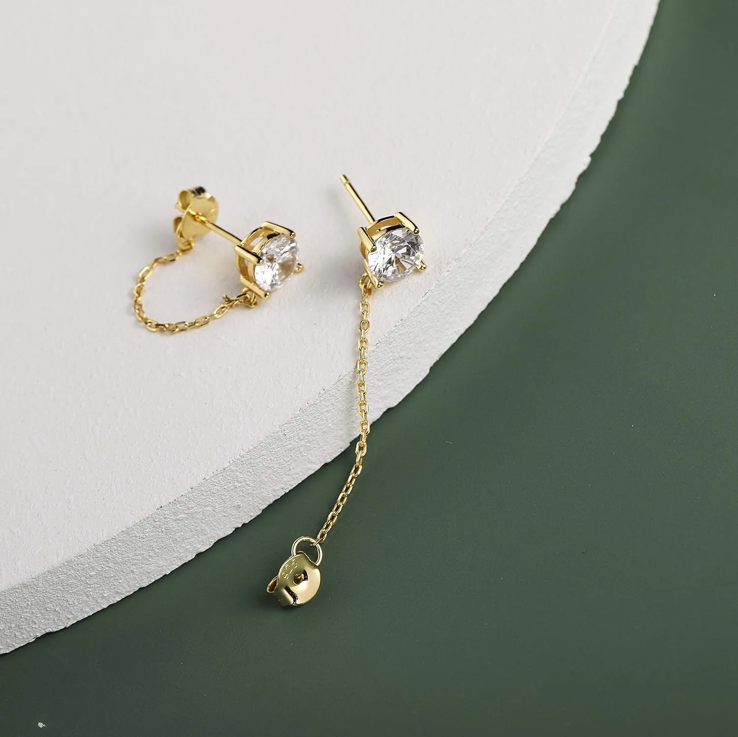 Chain Earrings Cubic Zirconia Earrings Studs Sterling Silver Cubic Zirconia Butterfly Leaf Chain Earrings for Women Dangle Earrings for Women