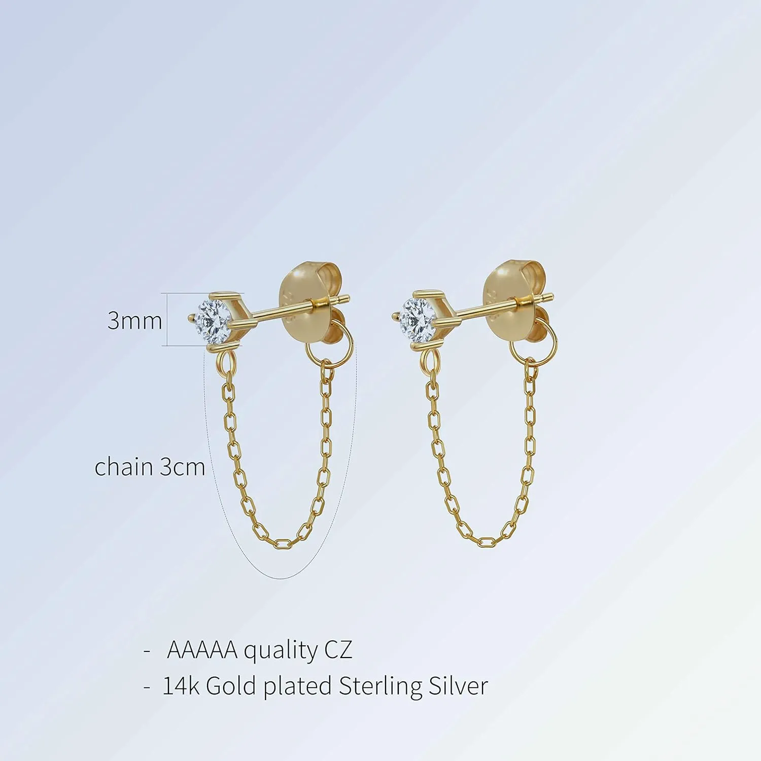 Chain Earrings Cubic Zirconia Earrings Studs Sterling Silver Cubic Zirconia Butterfly Leaf Chain Earrings for Women Dangle Earrings for Women