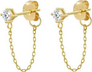 Chain Earrings Cubic Zirconia Earrings Studs Sterling Silver Cubic Zirconia Butterfly Leaf Chain Earrings for Women Dangle Earrings for Women