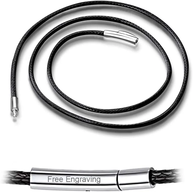 ChainsHouse Waterproof Braided Leather Cord Chain Necklace, Men Women DIY Woven Wax Rope Chain for Pendant, Customize Available, 2/3mm Width, 16" 18" 20" 22" 24" 26" 28" 30" Length(with Gift Box)