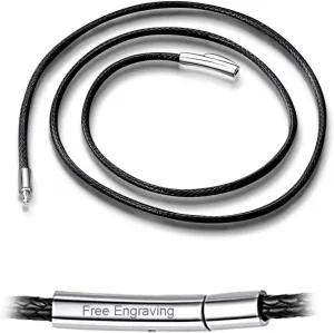 ChainsHouse Waterproof Braided Leather Cord Chain Necklace, Men Women DIY Woven Wax Rope Chain for Pendant, Customize Available, 2/3mm Width, 16" 18" 20" 22" 24" 26" 28" 30" Length(with Gift Box)