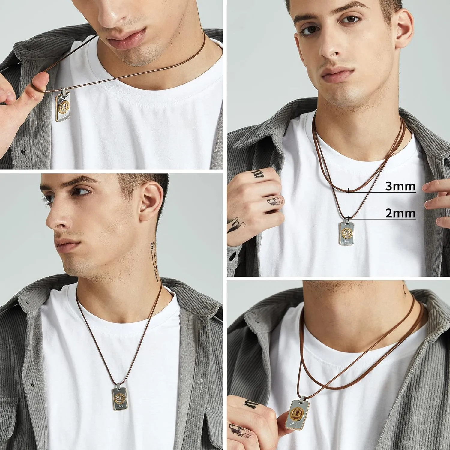 ChainsHouse Waterproof Braided Leather Cord Chain Necklace, Men Women DIY Woven Wax Rope Chain for Pendant, Customize Available, 2/3mm Width, 16" 18" 20" 22" 24" 26" 28" 30" Length(with Gift Box)