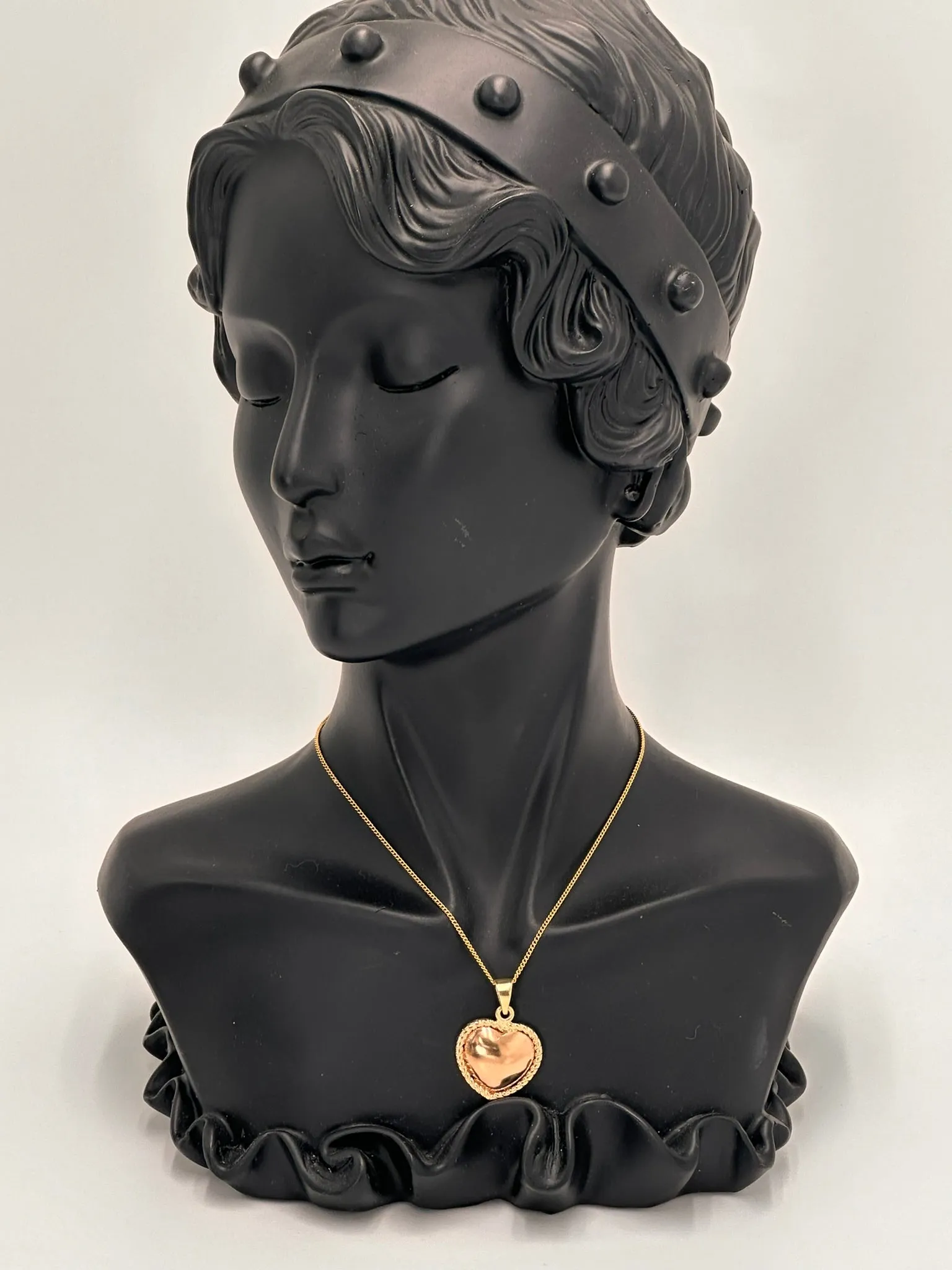 Cherished Memories Await - Exquisite 9ct Yellow Gold Puff Heart Pendant