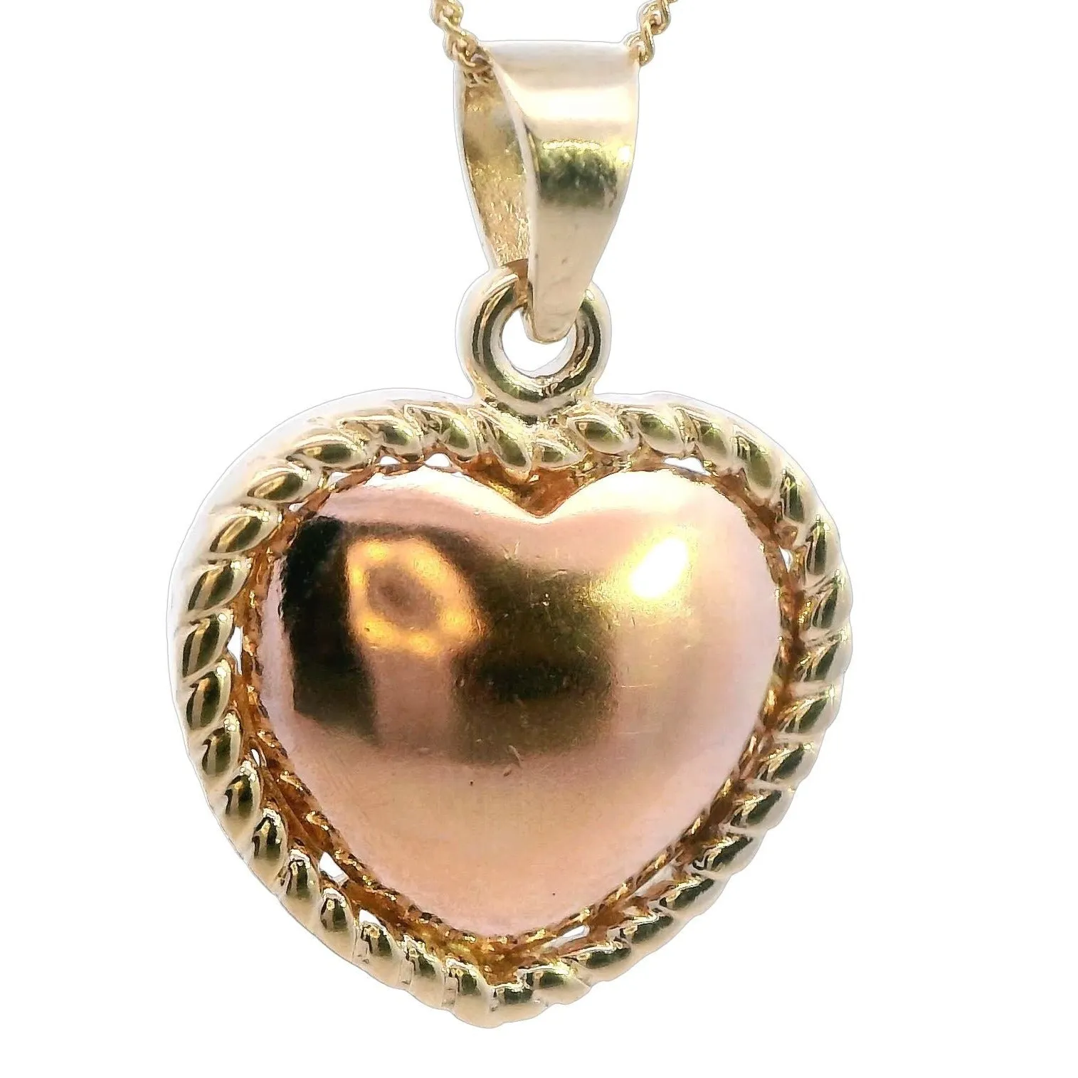 Cherished Memories Await - Exquisite 9ct Yellow Gold Puff Heart Pendant