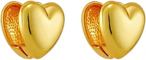 Chunky Gold Heart Studs Earrings for Women,18k Gold Plated Heart Shaped Lover Earring Hypoallergenic Trendy Jewelry for Women