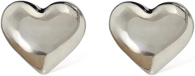 Chunky Gold Heart Studs Earrings for Women,18k Gold Plated Heart Shaped Lover Earring Hypoallergenic Trendy Jewelry for Women