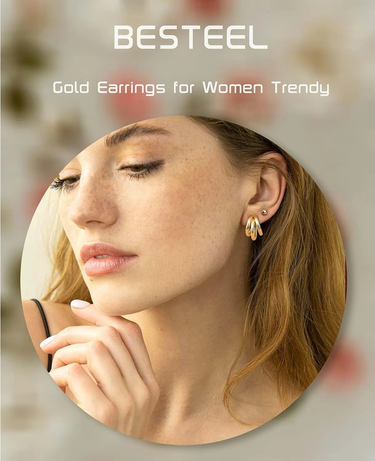 Chunky Gold Hoop Earrings for Women - Hypoallergenic 14K Gold Plated Stud Huggie Earing Stacks Set Thick Stainless Surgical Steel Pack Jewelry for Sensitive Ears Trendy 12 Pairs