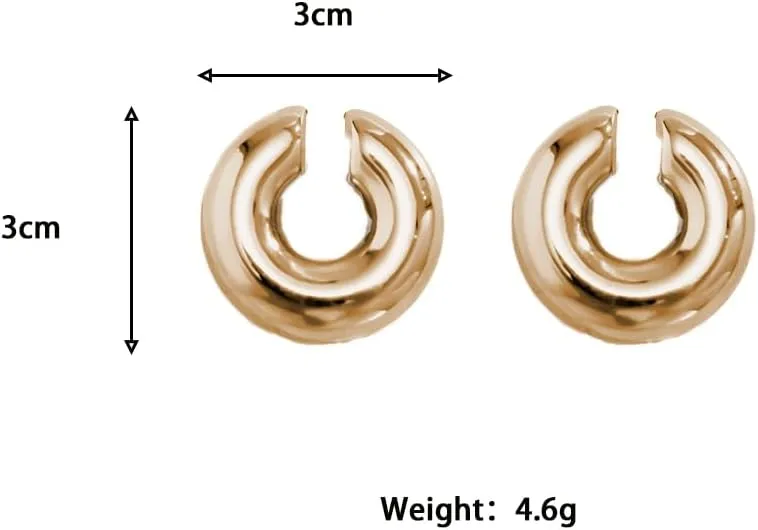 Chunky Non Piercings Ear Cuff Huggie Earrings for Women,14K Gold Cartilage Wrap Cuff Hoop Earrings for Prom Party,Clip On Earrings Jewelry Gifts