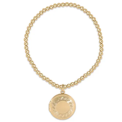 classic gold 3mm bead bracelet - cherish small gold locket