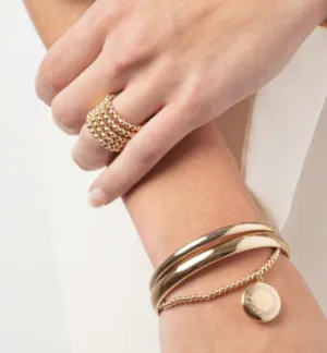 classic gold 3mm bead bracelet - cherish small gold locket