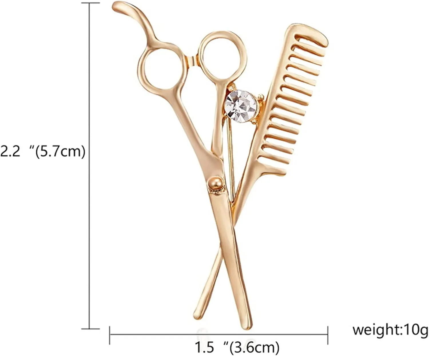 coadipress Crystal Comb Scissors Brooch Pin for Women Men Unique Gold Silver Barber Tools Salon Hairdresser Corsage Collar Pin Gifts Jewelry