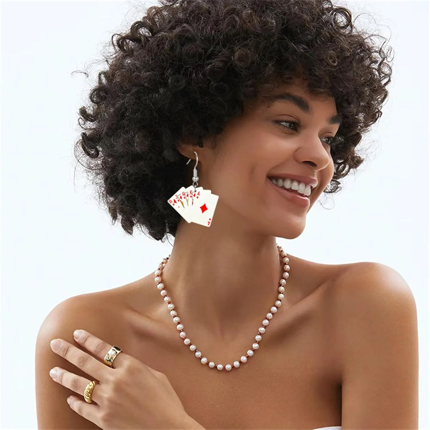 coadipress Playing Card Pattern Earrings for Women Unique Funny Poker Hearts Spades A Ace Playing Cards Dangle Drop Earrings Creative Poker Earrings Gambling Casino Personalized Jewelry Gift