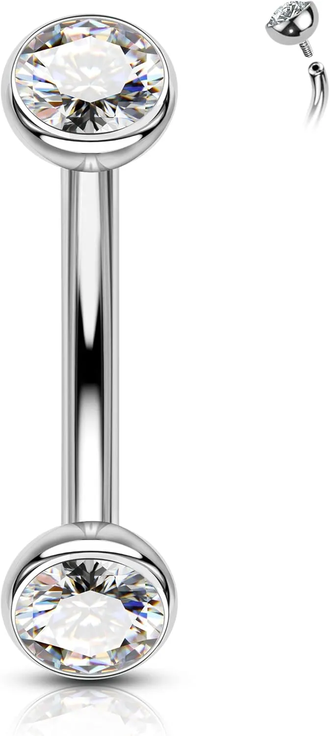 COCHARM Titanium Belly Button Ring 14G Clear CZ Belly Button Piercing Internally Thread Belly Navel Rings for Women