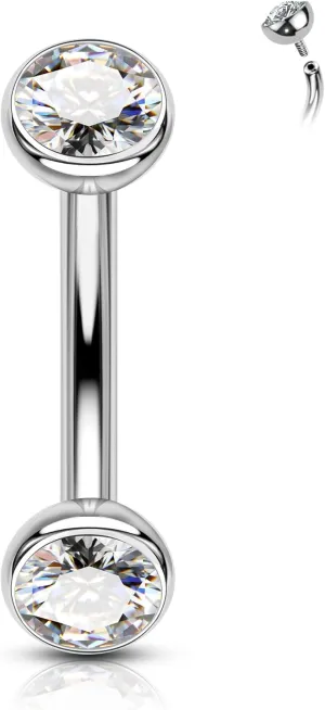 COCHARM Titanium Belly Button Ring 14G Clear CZ Belly Button Piercing Internally Thread Belly Navel Rings for Women