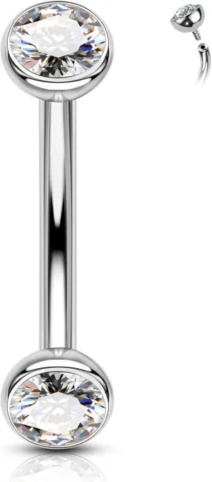 COCHARM Titanium Belly Button Ring 14G Clear CZ Belly Button Piercing Internally Thread Belly Navel Rings for Women
