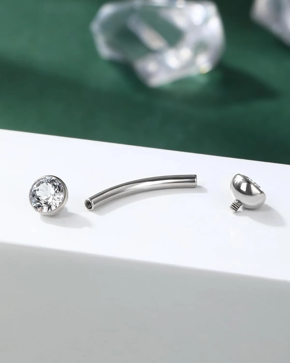 COCHARM Titanium Belly Button Ring 14G Clear CZ Belly Button Piercing Internally Thread Belly Navel Rings for Women