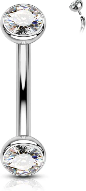 COCHARM Titanium Belly Button Ring 14G Clear CZ Belly Button Piercing Internally Thread Belly Navel Rings for Women