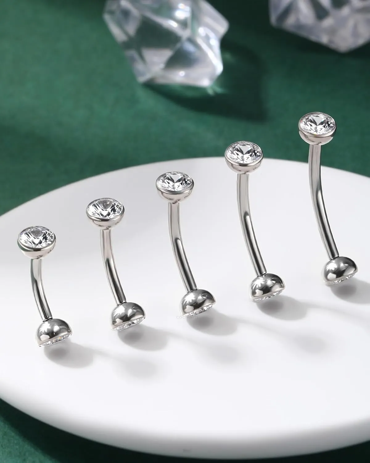 COCHARM Titanium Belly Button Ring 14G Clear CZ Belly Button Piercing Internally Thread Belly Navel Rings for Women
