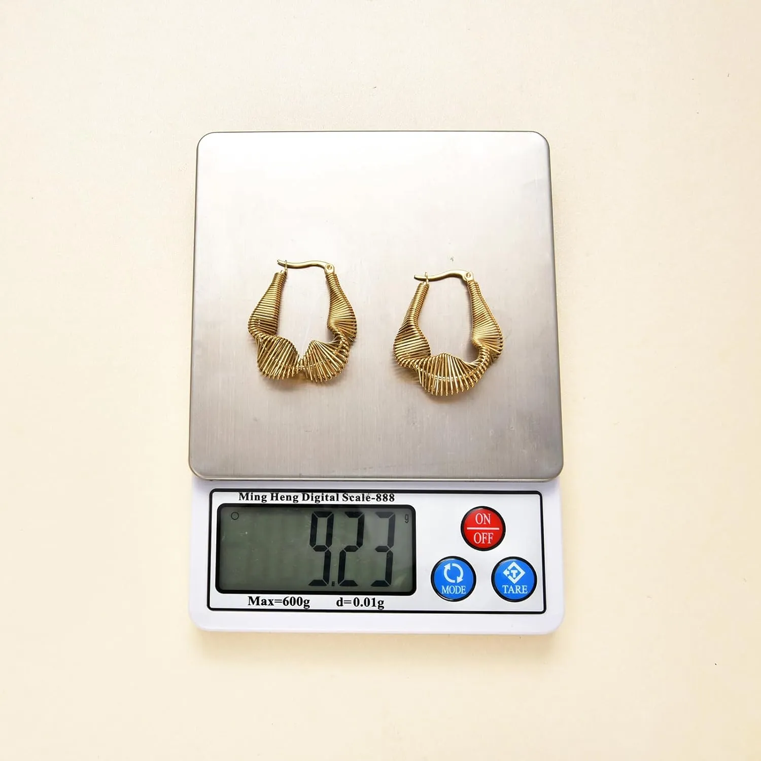 Coil Spring Hoop Earrings For Women, 18K Gold Plated Stainless steel Hoop Huggie Earrings Chunky Twisted Bamboo