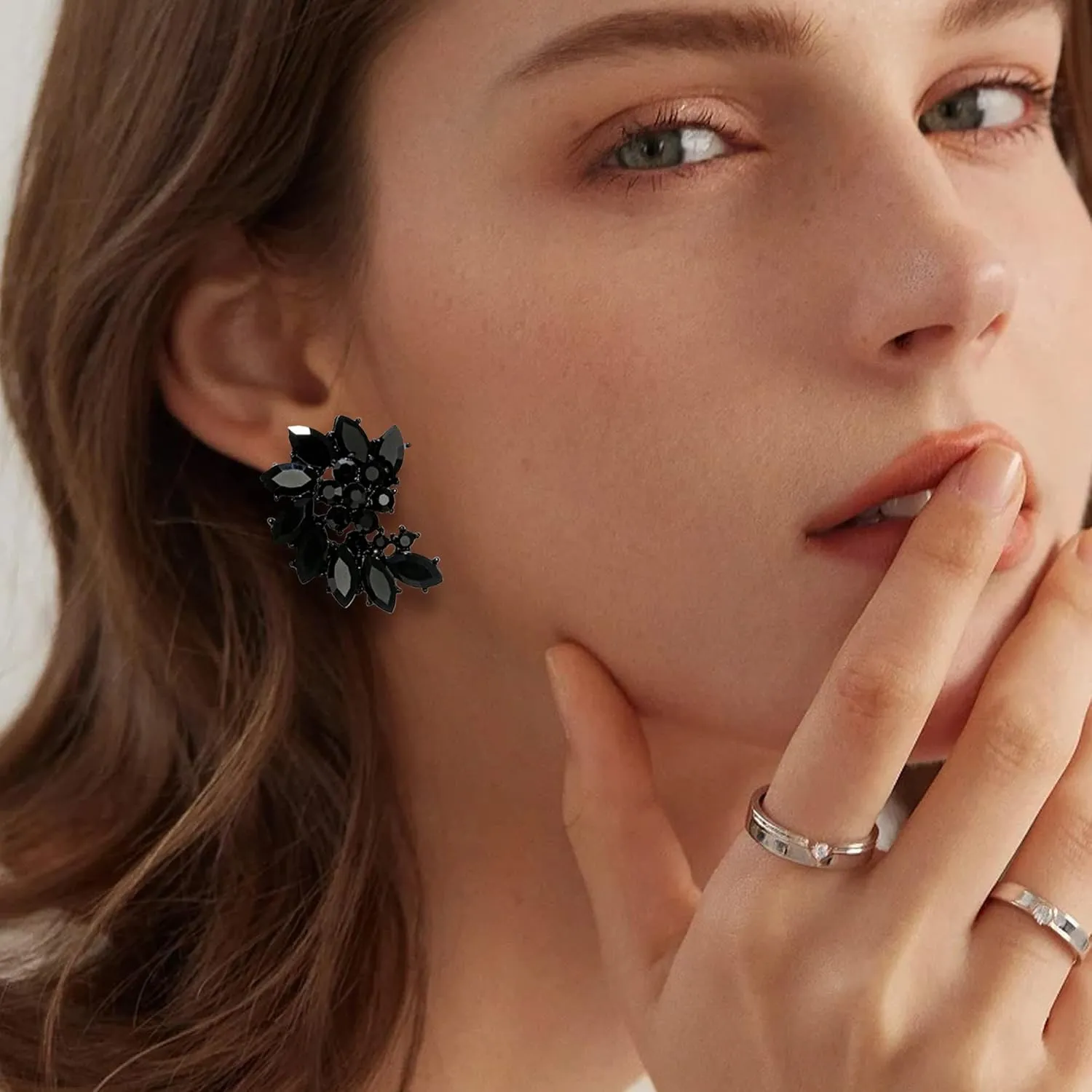 COIRIS Crystal Rhinestone Cluster Stud Earrings Bling Drop Dangle Earrings Bridal Wedding Earrings for Women