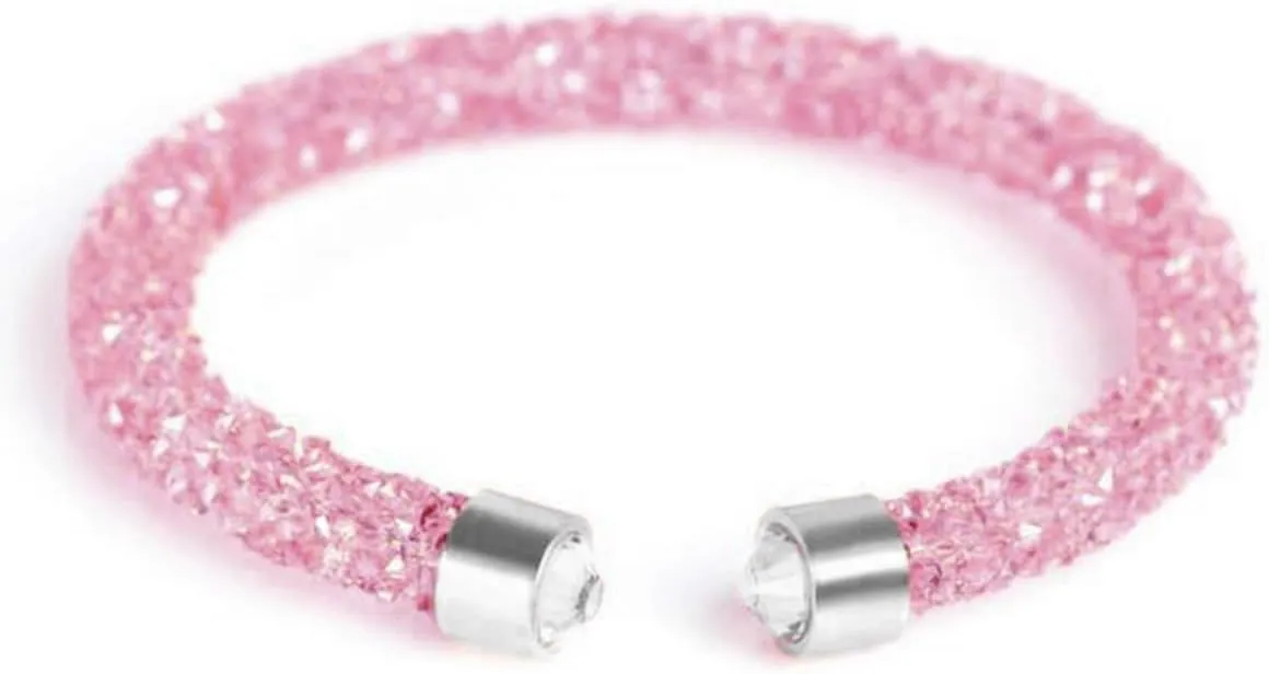 COLORFUL BLING Adjustable Glitter Rhinestone Bangle Sparkly Crystal Wedding Bridal Statement Bracelet Jewelry for Women