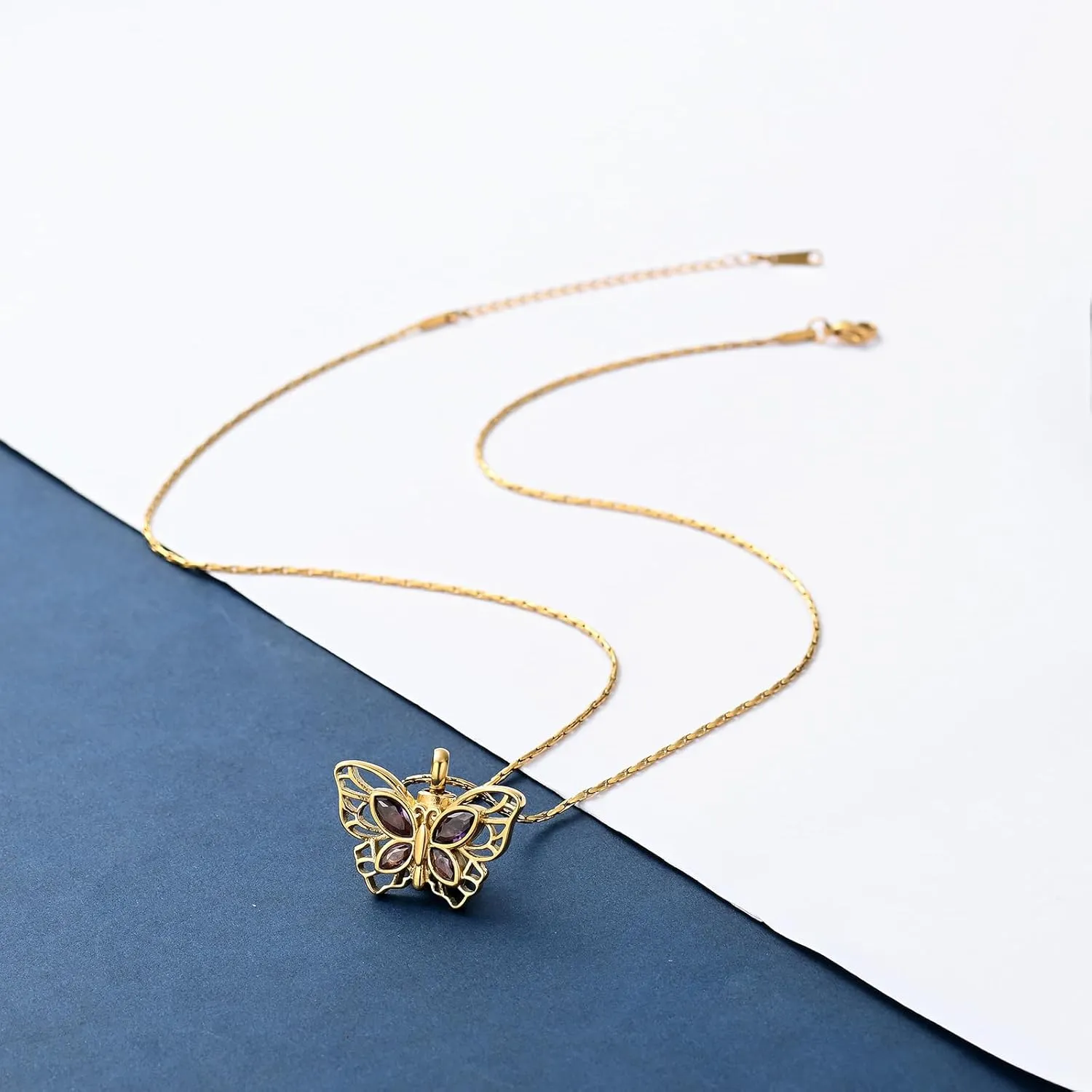 constantlife Butterfly Urn Necklace Cremation Jewelry for Ashes for Women Stainless Steel Inlaid Crystal Memorial Pendant Human Pet Ash Holder Keepsake Gift