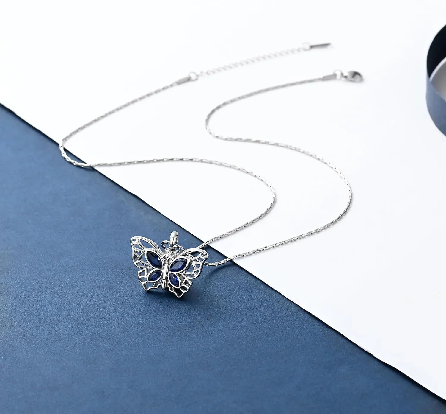 constantlife Butterfly Urn Necklace Cremation Jewelry for Ashes for Women Stainless Steel Inlaid Crystal Memorial Pendant Human Pet Ash Holder Keepsake Gift