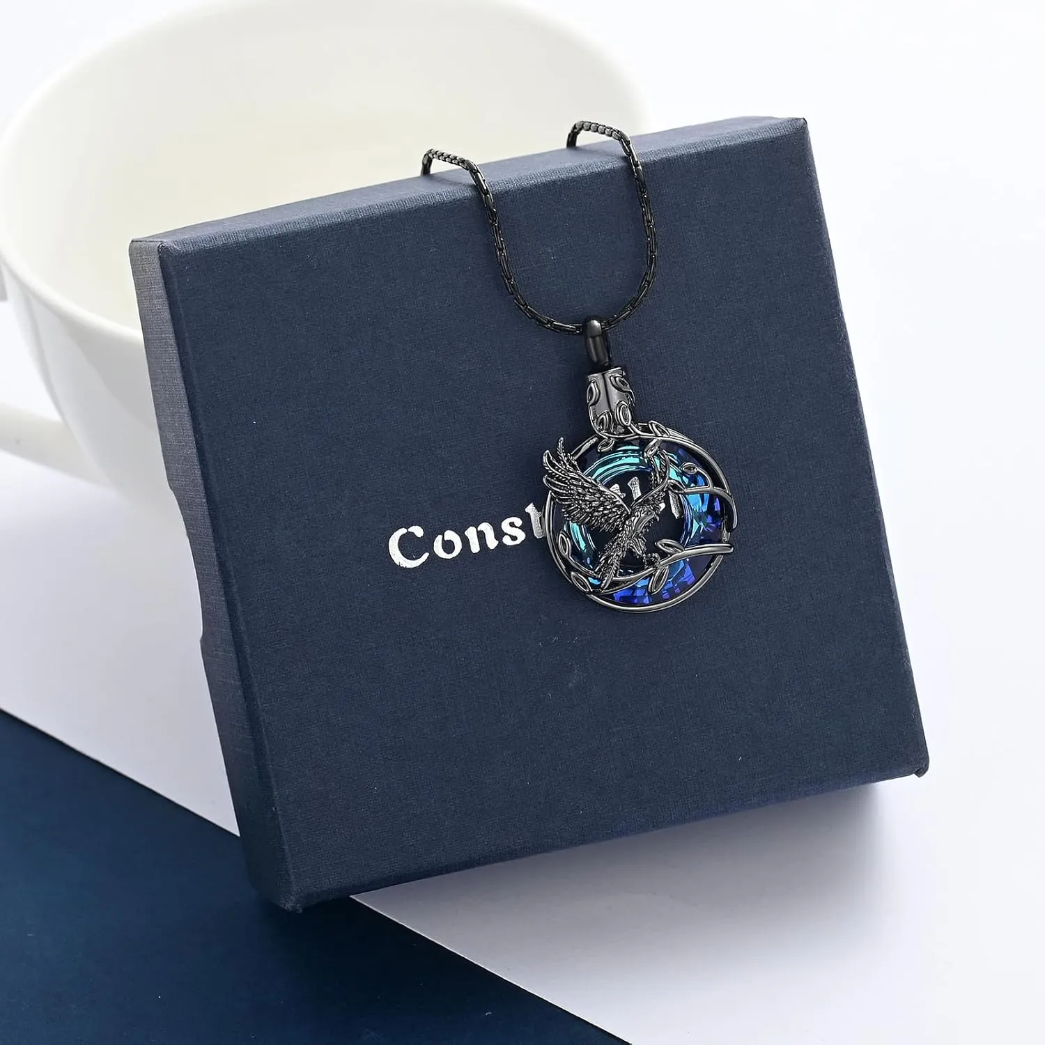 constantlife Cremation Jewelry for Ashes Stainless Steel Eagle Deisgn Crystal Circle of Life Pendant Memorial Urn Necklace Ashes Holder Keepsake for Women Men