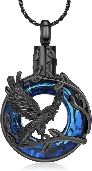 constantlife Cremation Jewelry for Ashes Stainless Steel Eagle Deisgn Crystal Circle of Life Pendant Memorial Urn Necklace Ashes Holder Keepsake for Women Men