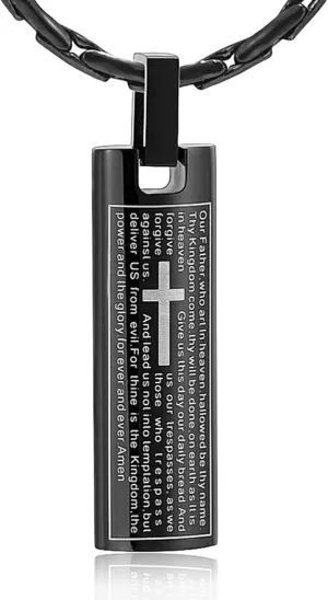 constantlife Cremation Necklace Cremation Jewelry 30mm Lord's Prayer Stainless Steel Polished Cube Cremation Pendant Memorial Ashes Keepsake Urn Necklace