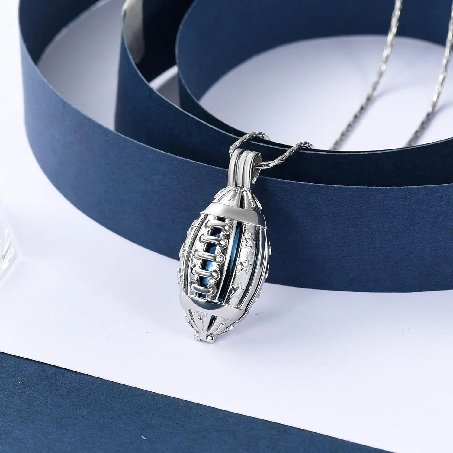 constantlife Football Cremation Jewelry for Ashes Memorial Urn Necklace Stainless Steel Soccer Pendant Keepsake Ashes Holder