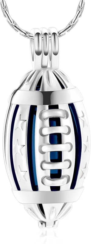 constantlife Football Cremation Jewelry for Ashes Memorial Urn Necklace Stainless Steel Soccer Pendant Keepsake Ashes Holder