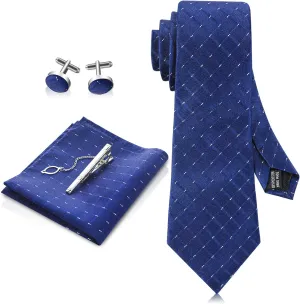 Coume 5 Pcs Gifts for Men Him Father's Day Gift Tie Set Necktie Pocket Square Tie Clip Cufflinks for Birthday