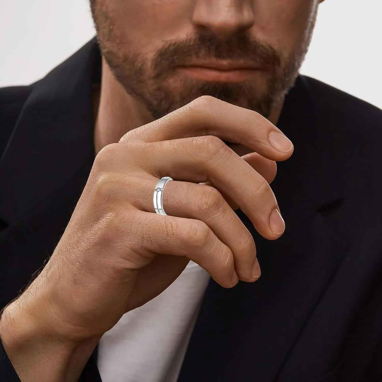 Couples Wedding Band Rings for Him and Her 10K 14K 18K Solid Gold/Silver Moissanite Engagement Promise Ring Valentine's Day Gifts for Couples Size 4-16
