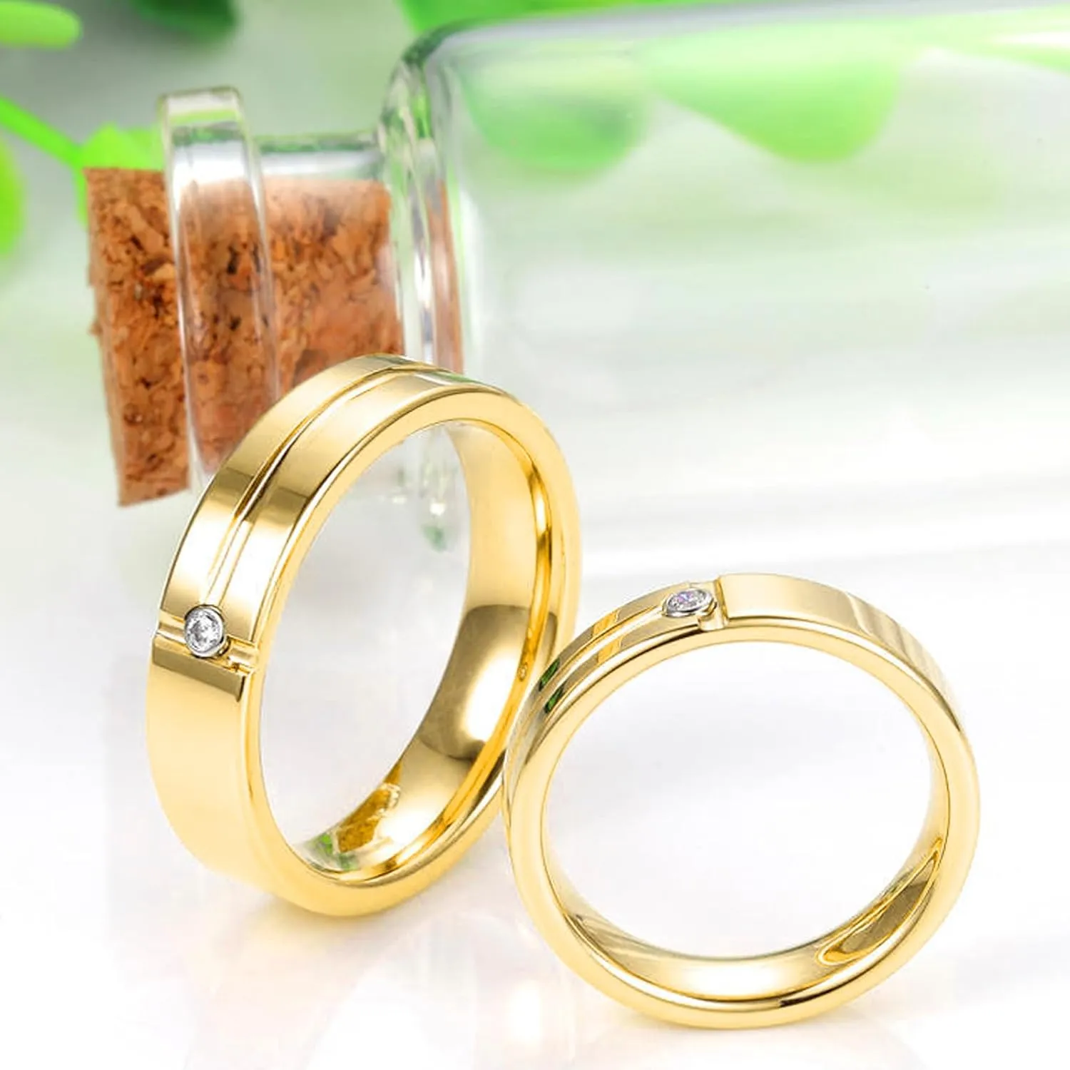Couples Wedding Band Rings for Him and Her 10K 14K 18K Solid Gold/Silver Moissanite Engagement Promise Ring Valentine's Day Gifts for Couples Size 4-16